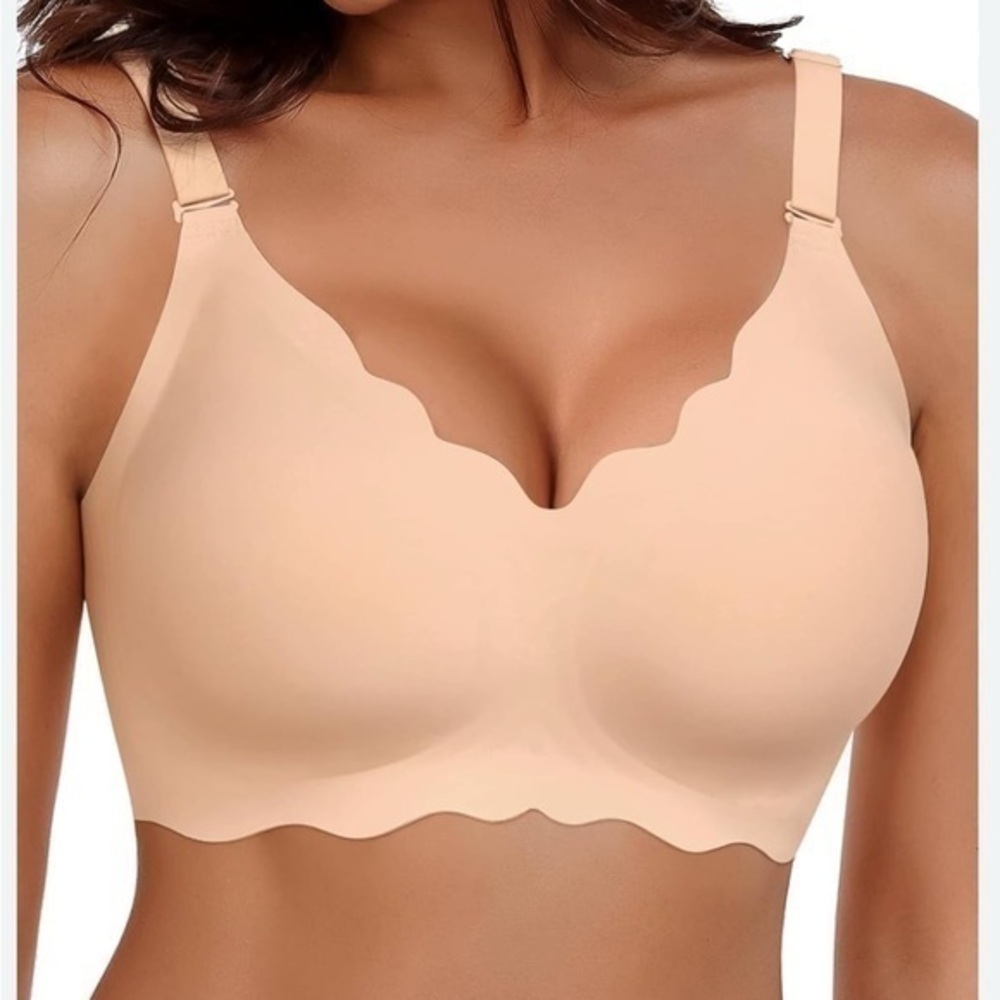Anfitboc Comfortable Seamless Full Coverage Floral Bra Wireless Plus Lifting 2XL